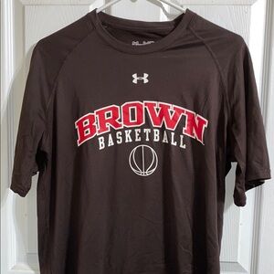 Brown Under Armour Brown Basketball Loose Fit Logo Tee Medium